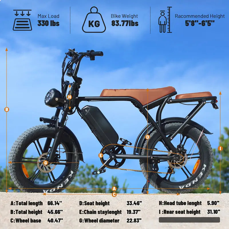 V8 Electric Mountain Bike — 500W • 48V Removable Battery • 19 mph