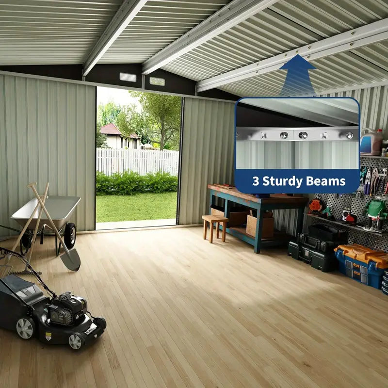 6×8 ft Metal Storage Shed — Lockable Door • Air Vents • Galvanized Steel