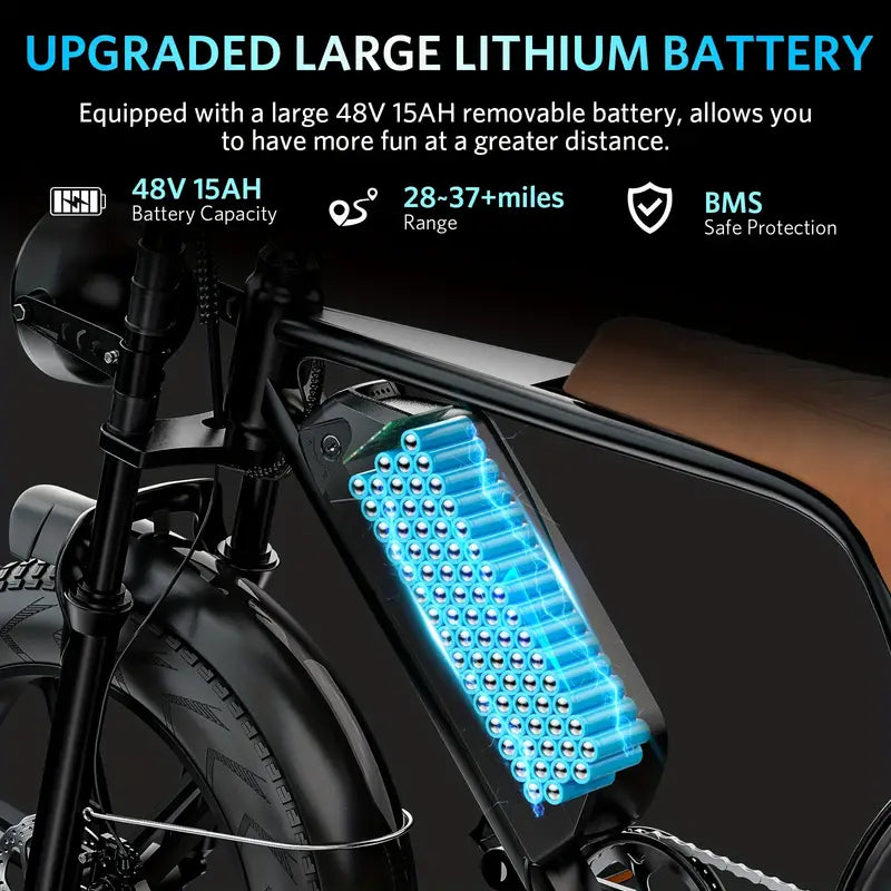 V8 Electric Mountain Bike — 500W • 48V Removable Battery • 19 mph